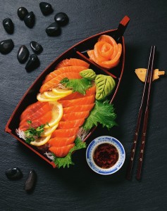 Japanese Sashimi in Boat-shaped Dish