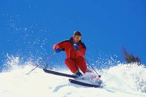 Man Plowing Snow with Skis