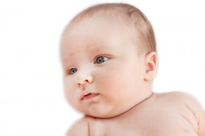 the baby on a white. portrait
