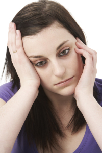 Studio Portrait Of Depressed Woman