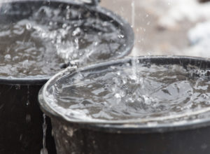 droplets in water in a bucket